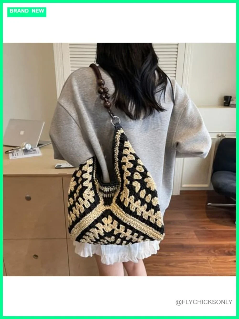 Straw Woven Hobo Tote Bag Summer Beach Shoulder Purse